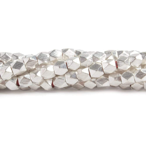 4mm Brushed Faceted Nugget Beads 8 inch 45 pieces
