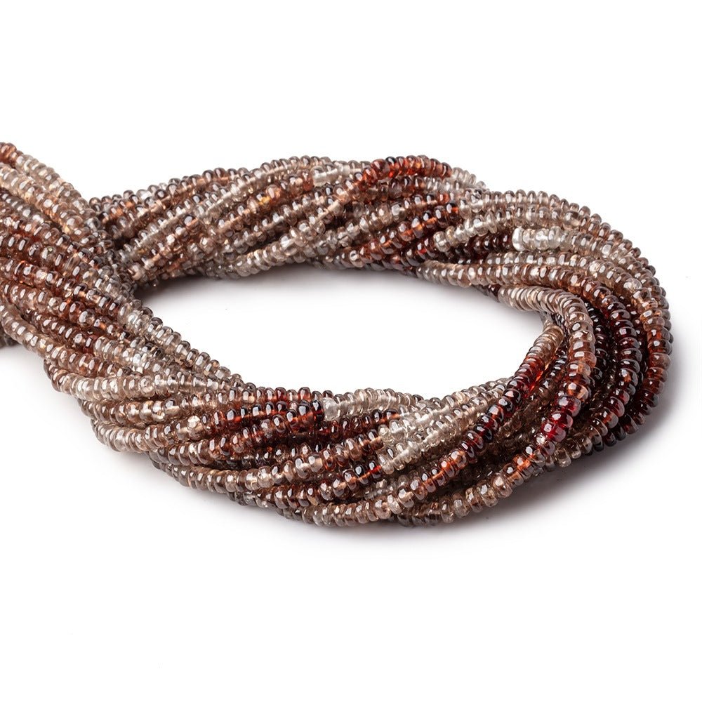 4mm Cognac and Champagne Zircon Plain Rondelle Beads 13.25 inch 154 pieces