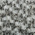 4mm Crystal Quartz rondelle Black Gold plated Chain sold by the foot 34 pieces