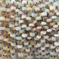 4mm Ethiopian Opal Faceted Rondelles on Black Gold over .925 Chain