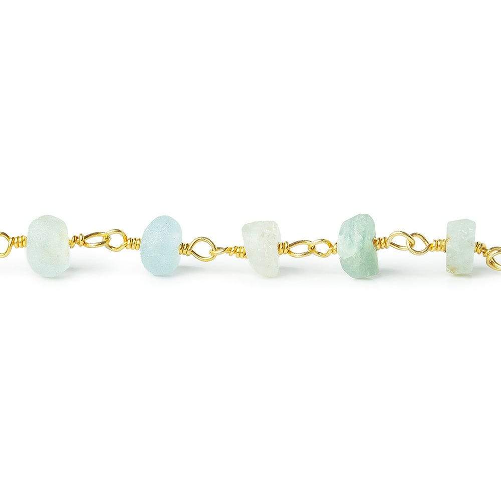 4mm Frosted Multi Beryl plain rondelle Gold plated Chain by the foot 37 pcs