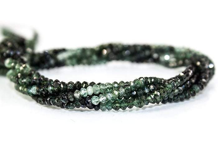 4mm Green Variegated Tourmaline Faceted Rondelles 13.5 inches 154pcs/string