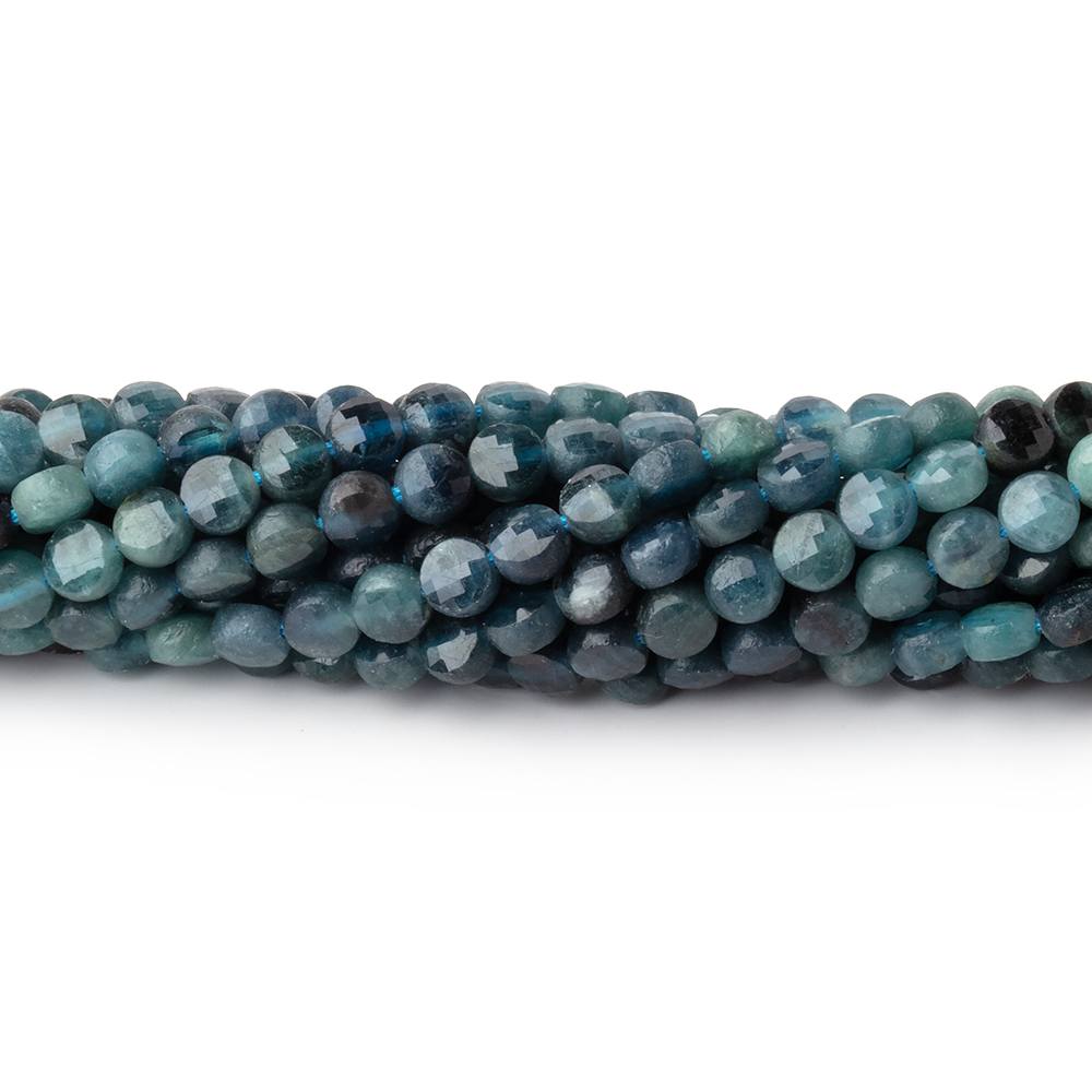 4mm Indicolite Tourmaline Checkerboard Faceted Calibrated Coins 12.25 inch 82 Beads