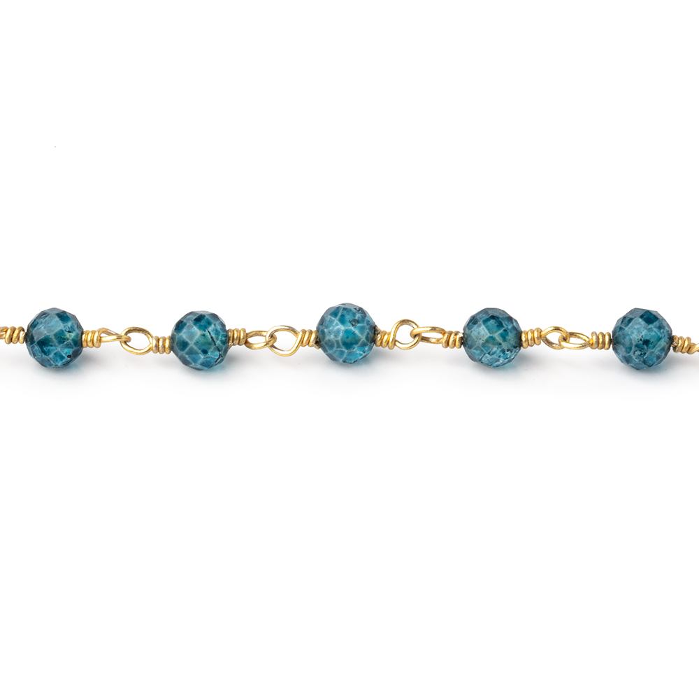 4mm London Blue Quartz Micro Faceted Rounds on Gold Plated Chain