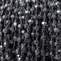 4mm Matte Hematite faceted hexagon Black Gold Chain by the foot 26pcs