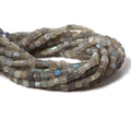4mm Matte Labradorite plain cube beads 7.5 inches 44 pieces