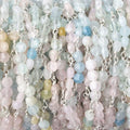 4mm Multi Color Beryl faceted coin Trio Silver Chain by the foot 54 beads per length