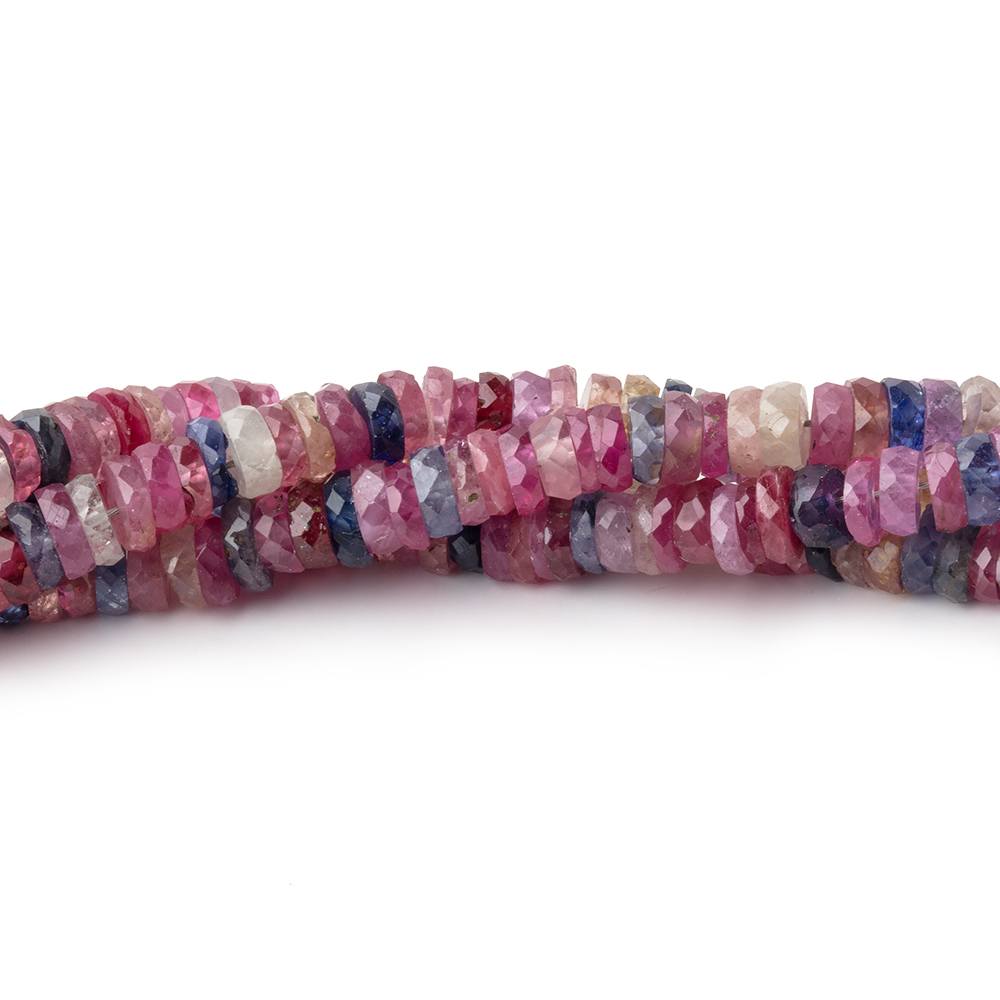 5mm Multi Color Madagascar Sapphire Faceted Heishi 16 inch 290 Beads AA
