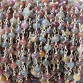 4mm Multi Color Sapphire Faceted Rondelles on Silver Plated Chain