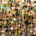 4mm Multi Color Tourmaline plain rondelle Vermeil Chain by the foot 38 pieces