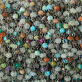 4mm Multi Gemstone Black Gold plated Chain by the foot
