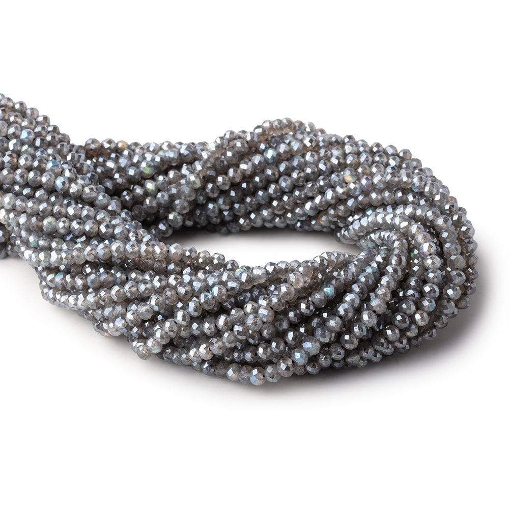 4mm Mystic Labradorite Micro Faceted Rondelle Beads 13 inch 90 pieces AAA