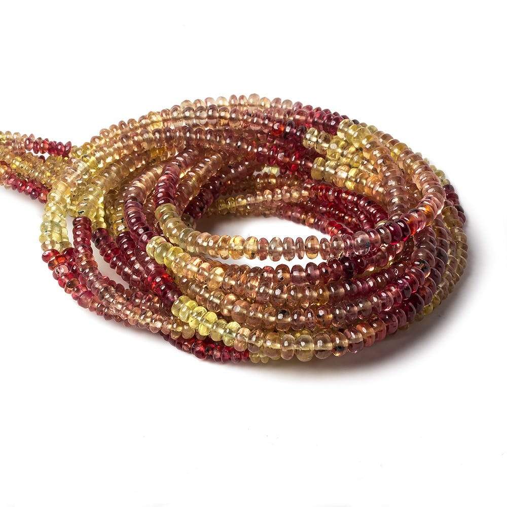 4mm Orange and Yellow Sapphire Plain Rondelle Beads 18 inch 200 pieces
