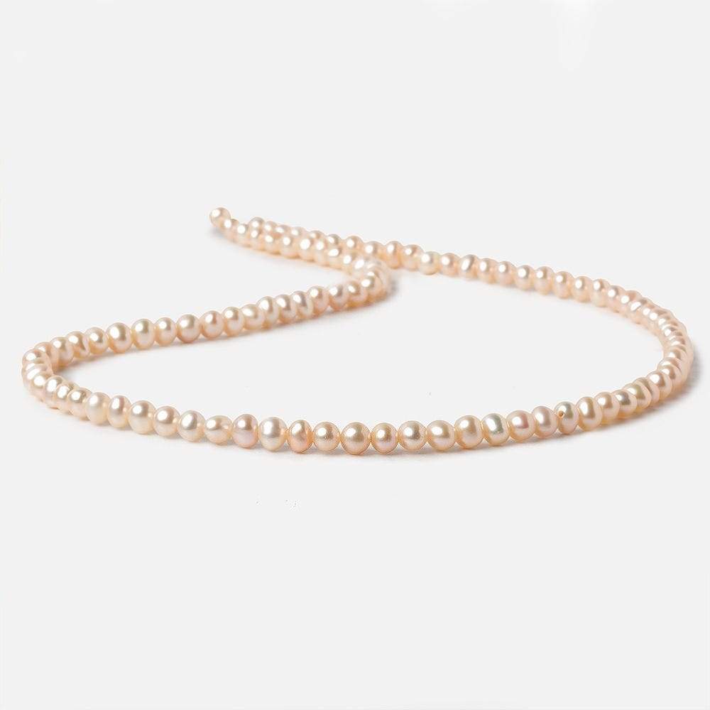 4.5x4mm Peach Side Drilled Off Round Freshwater Pearls 15 inch 98 pieces