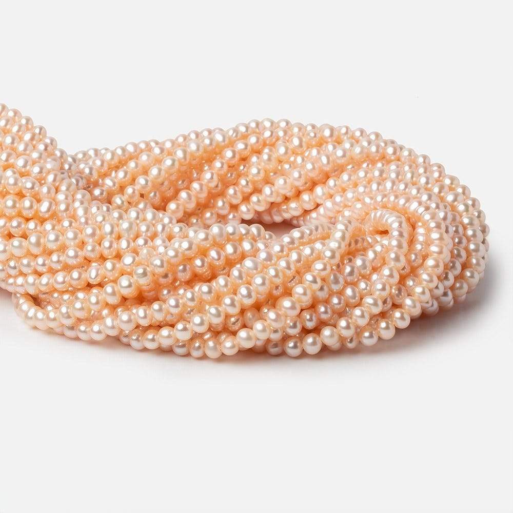 4.5x4mm Peach Side Drilled Off Round Freshwater Pearls 15 inch 98 pieces