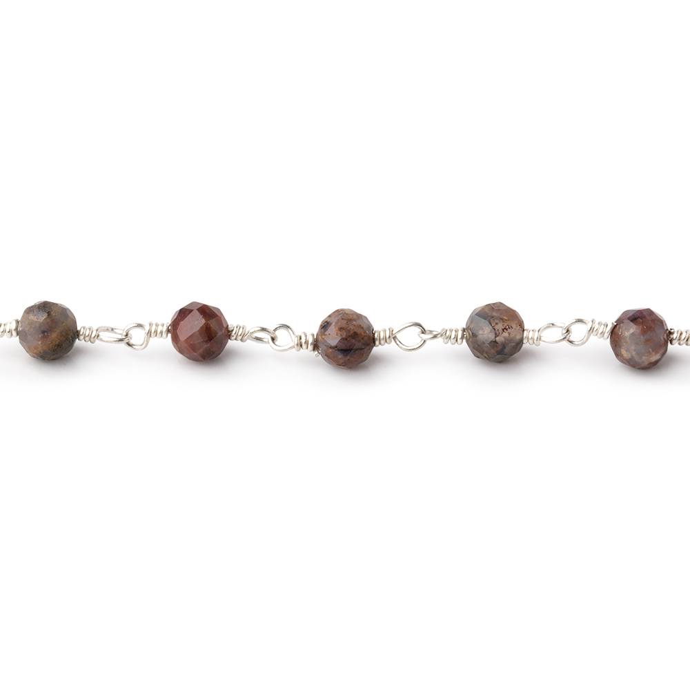 4mm Pietersite Micro Faceted Rounds on Silver Plated Chain