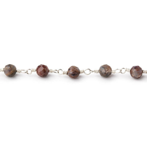 4mm Pietersite Micro Faceted Rounds on Silver Plated Chain