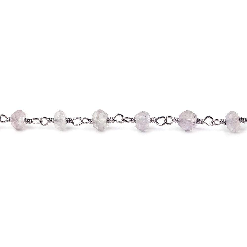 4mm Pink Amethyst faceted rondelle Black Gold plated Chain by the foot 38 pcs