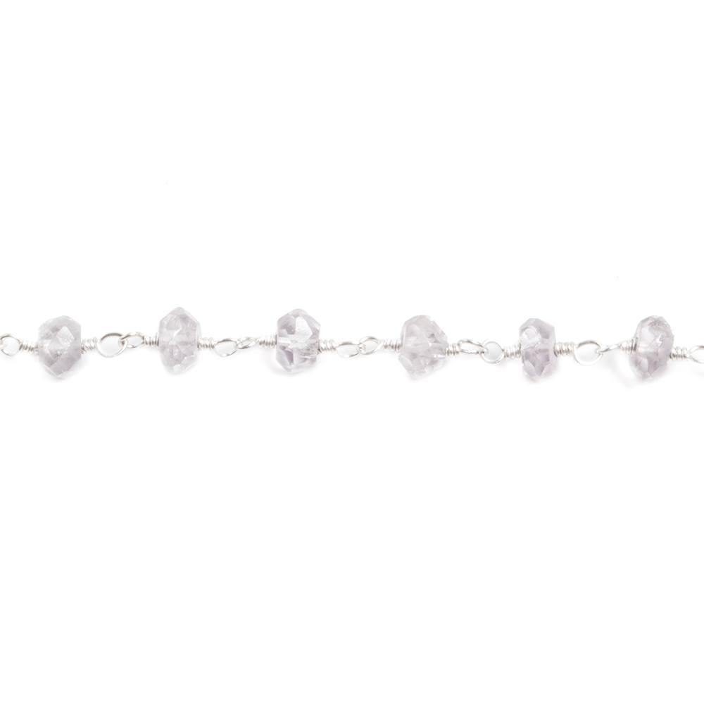 4mm Pink Amethyst faceted rondelle Silver plated Chain by the foot 39 pieces