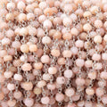 4mm Pink Peruvian Opal Faceted Rondelles on Silver Plated Chain