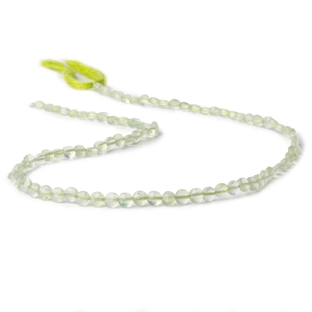 4mm Prehnite checkerboard calibrated faceted coins 12.5 inch 85 beads AAA