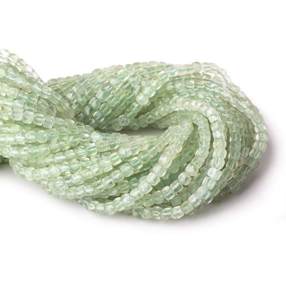 4mm Prehnite micro faceted cubes 12 inch 80 beads