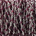 4mm Rhodolite Garnet Faceted Rondelles on Silver Plated Chain by the Foot