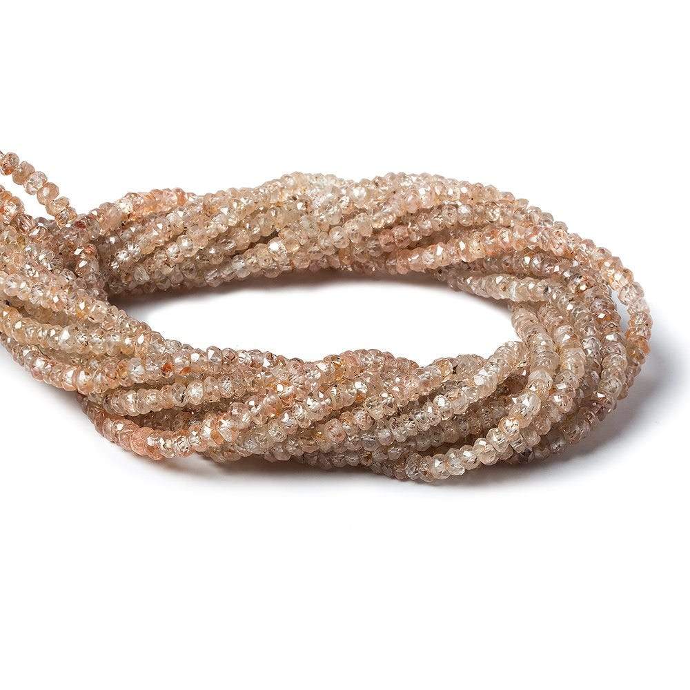 3mm Rose and Champagne Zircon Faceted Rondelle Beads 14 inch 180 pieces