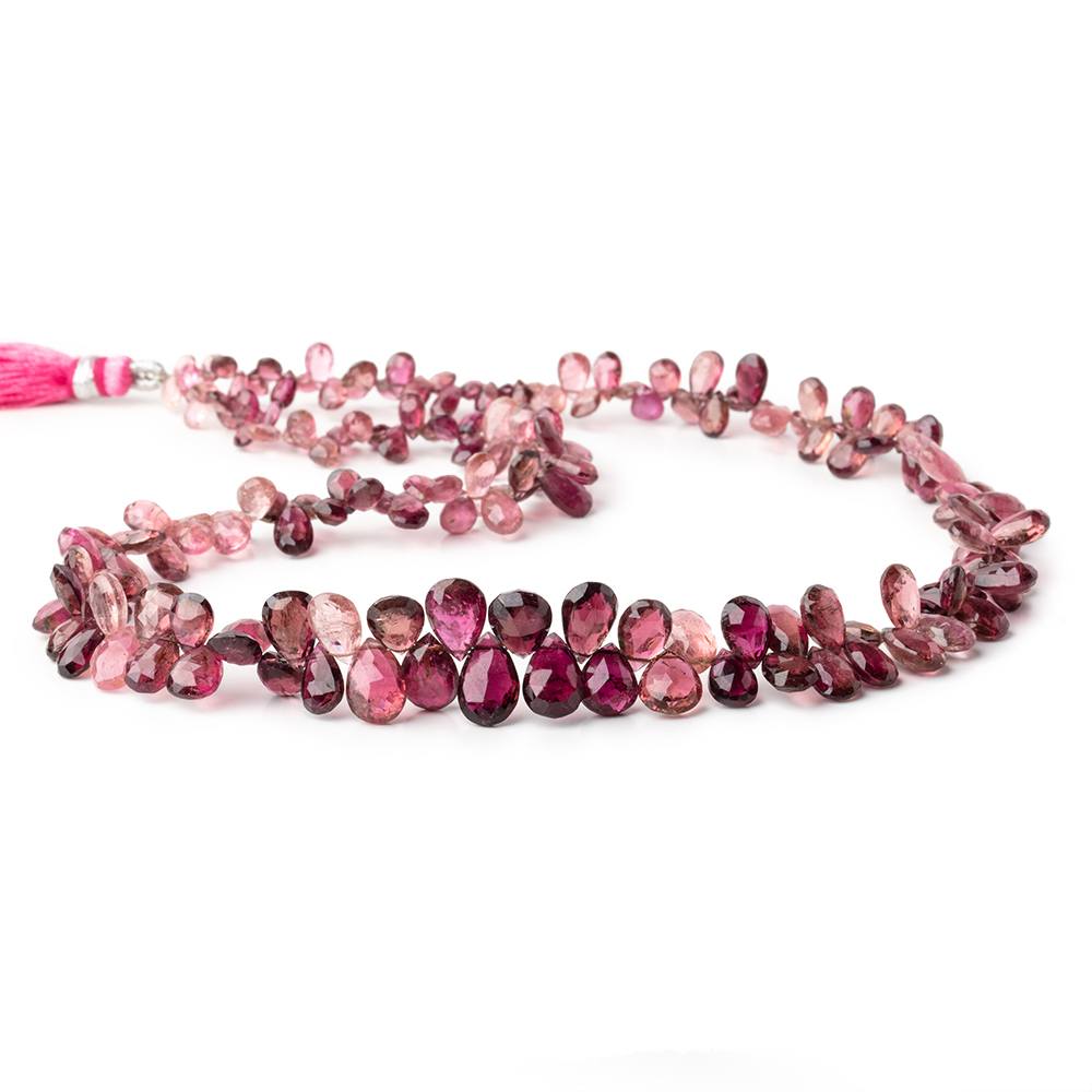 5x4-12x7mm Shaded Rubellite Tourmaline faceted pears 16.5 inch 174 beads AAA