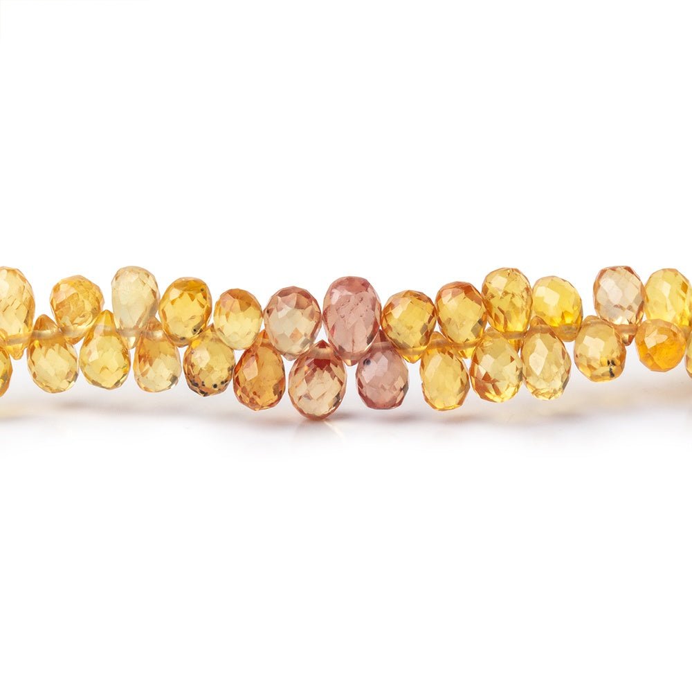 4x3-5.5x4mm Orange & Yellow Fancy Sapphire Faceted Tear Drops 17 inch 250 pieces AA