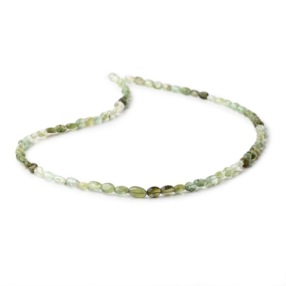 4x3-5x3.5mm Green Tourmaline Plain Oval Beads 16 inch 78 pieces AA