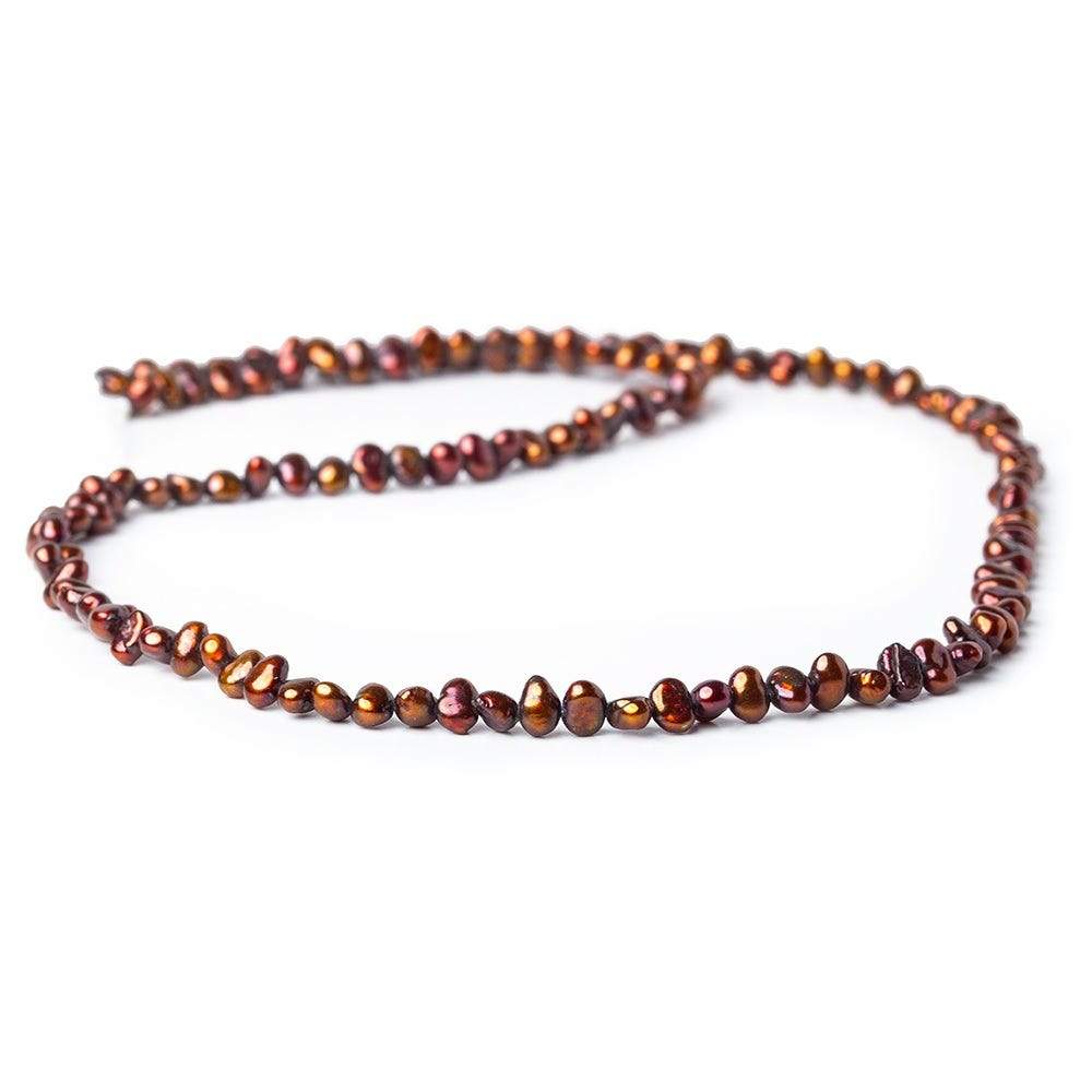4x3-5x3mm Copper Side Drilled Baroque Freshwater Pearl 15 inch 116 pcs