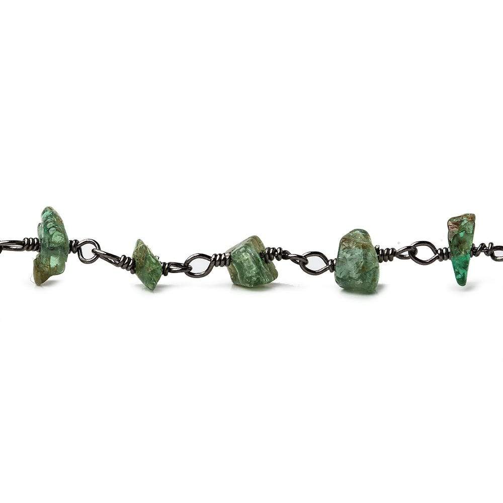 4x3-6x4mm Emerald Chip Black Gold Chain by the foot