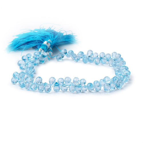 4x3-6x4mm Sky Blue Topaz Faceted Tear Drop Beads 7.5 inch 90 pieces AAA