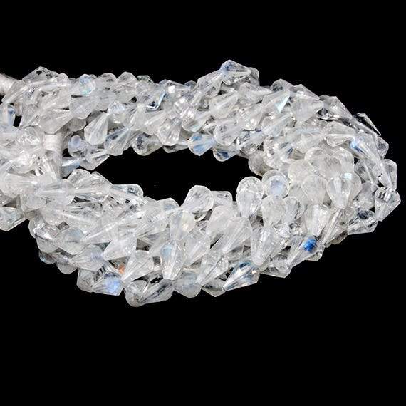 4x3-7x5mm Rainbow Moonstone Petite Faceted Tear Drop 15 inch 57 Beads