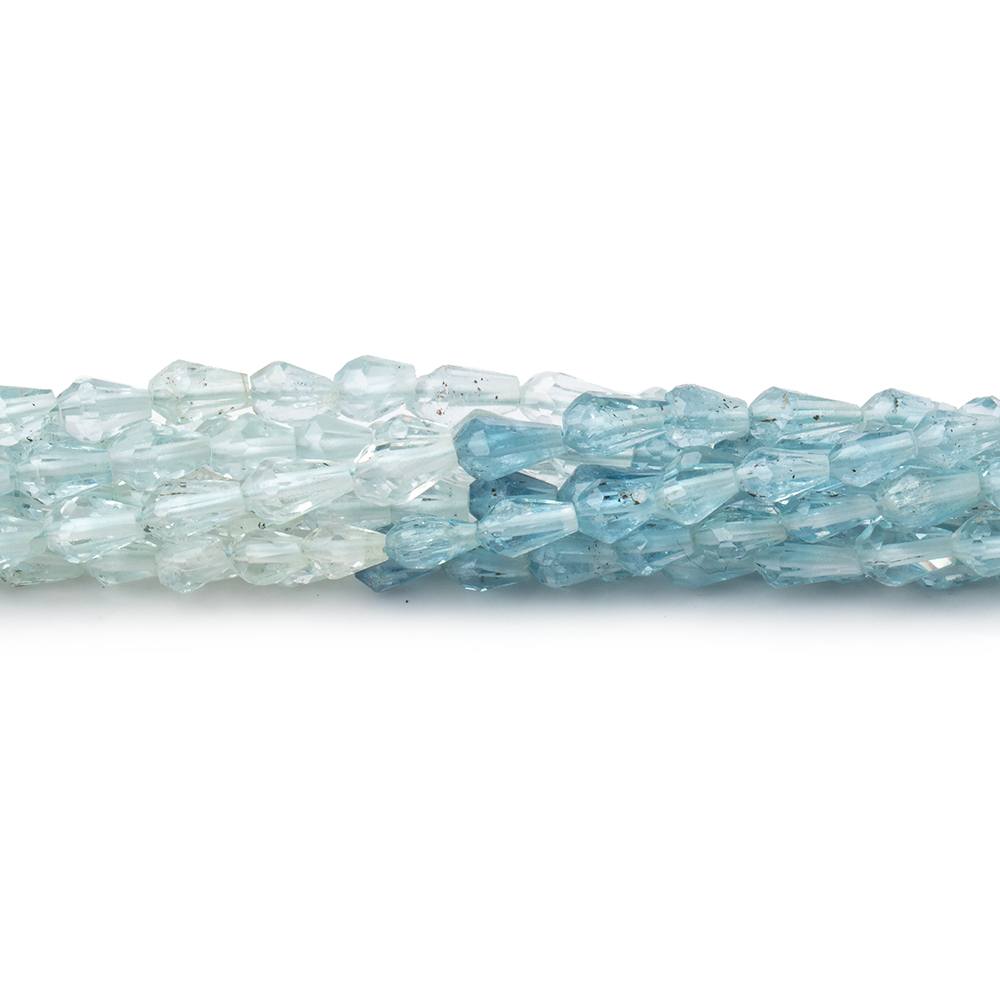 4x3mm Shaded Aquamarine Faceted Tear Drop Beads 14.5 inch 86 pieces