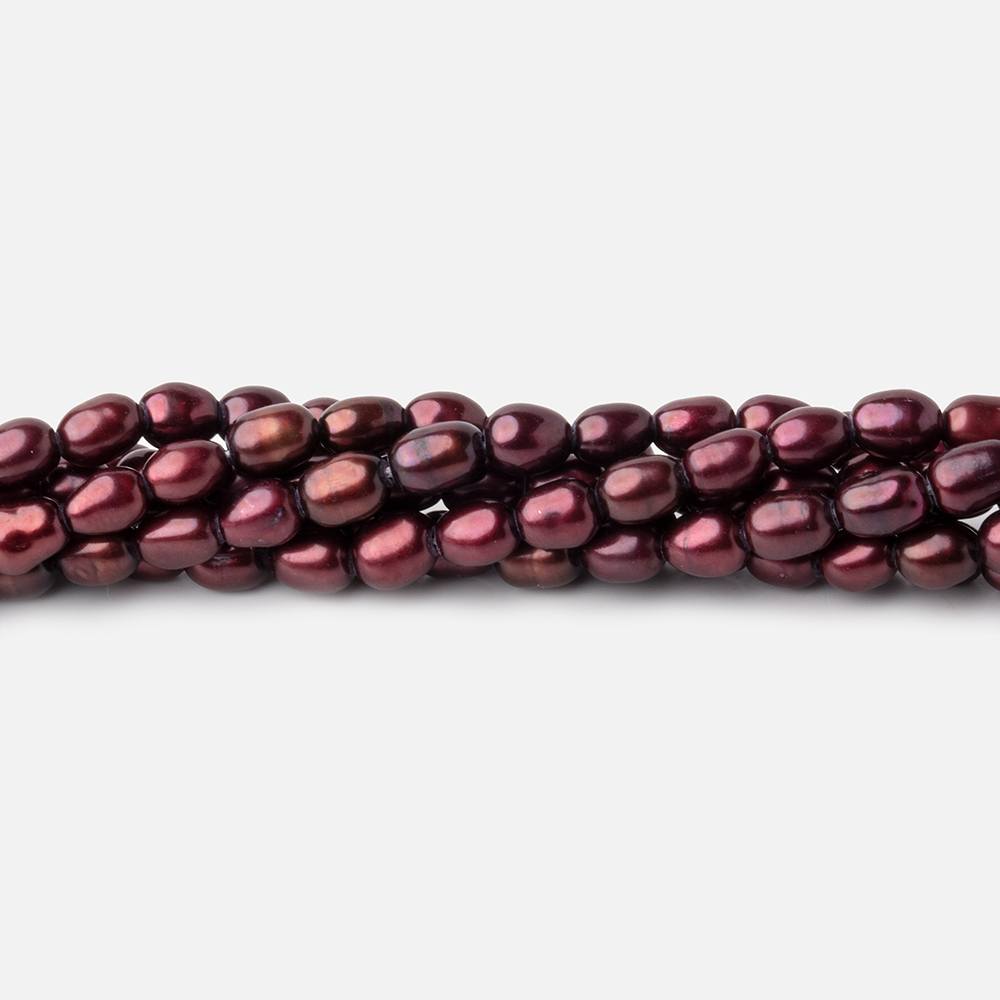 4x3mm Wine Red Oval Freshwater Pearl Beads 15 inch 78 pieces