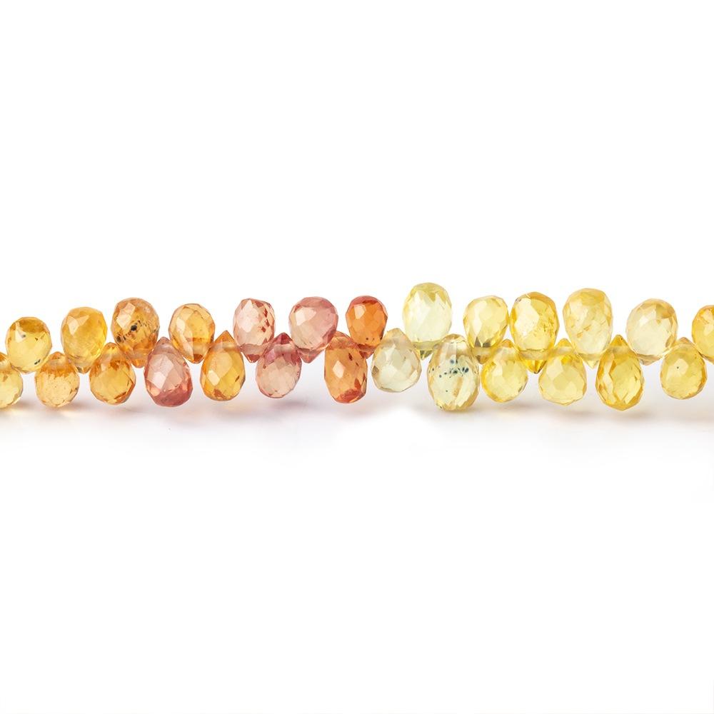 4x3mm Yellow & Orange Fancy Sapphire Faceted Tear Drops 16 inch 245 Beads AA