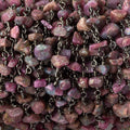 4x4-10x6mm Matte Ruby in Zoisite Chips Black Gold plated Chain by the foot 36 pieces