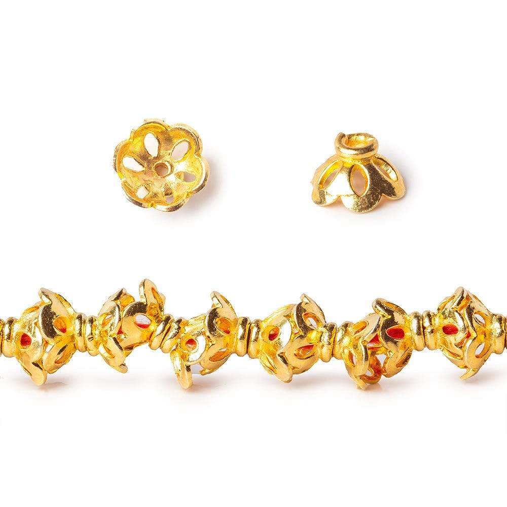 4x7mm 22kt Gold Plated Copper Bead Cap Flower Cut Petals 8 inch 68 pieces