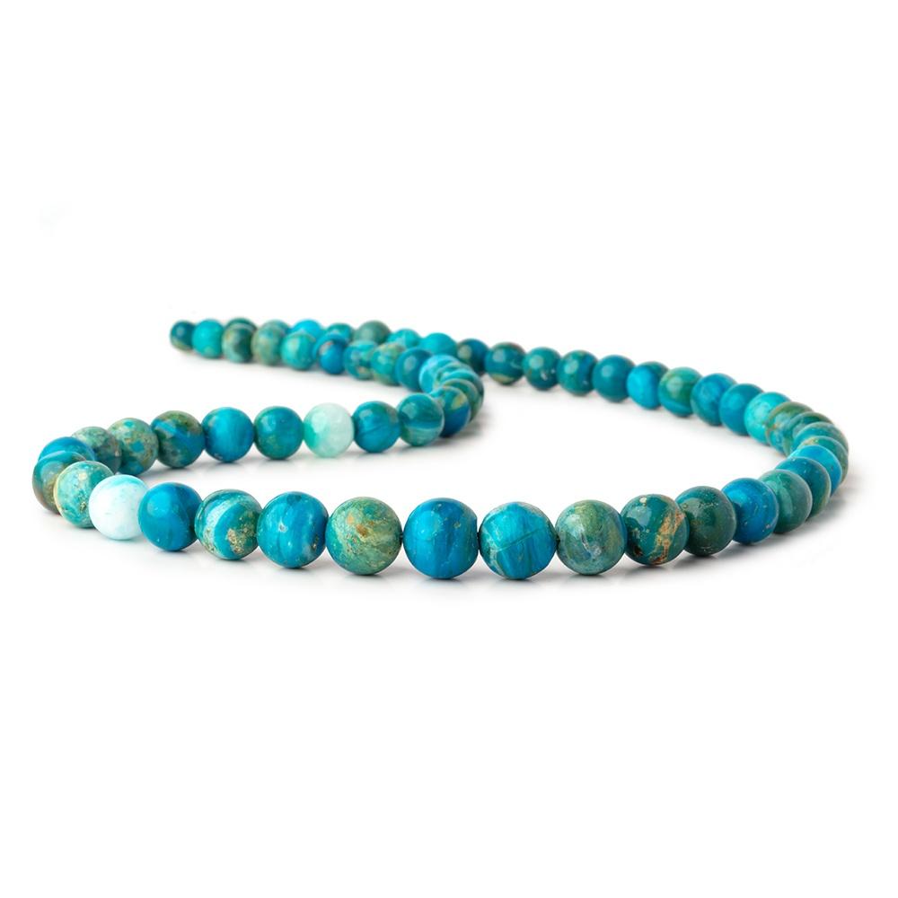 5-10mm Blue Peruvian Opalina Plain Round Beads 18 inch 60 pieces 1mm Hole