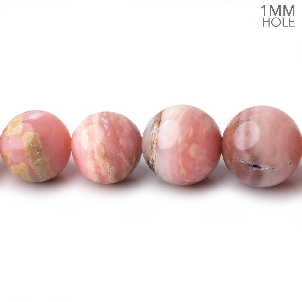 5-10mm Pink Peruvian Opal Plain Round Beads 20 inch 69 pieces AA 1mm Hole