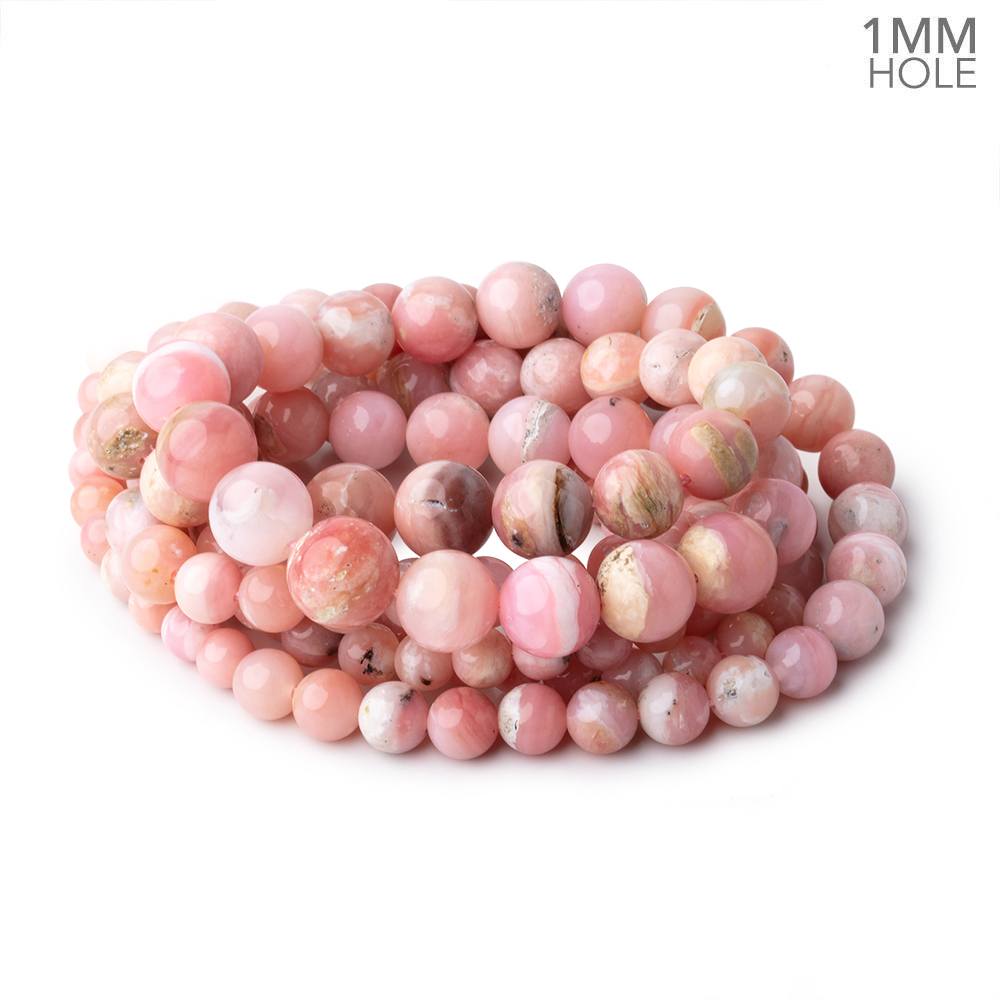 5-10mm Pink Peruvian Opal Plain Round Beads 20 inch 69 pieces AA 1mm Hole