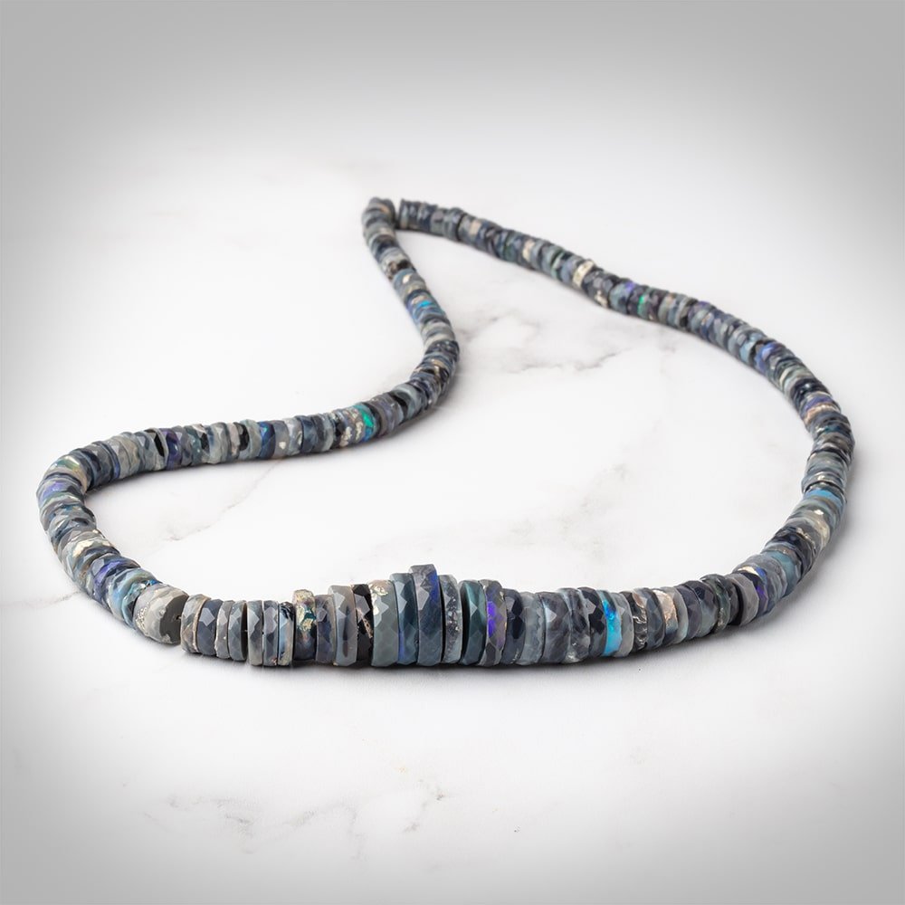 5-14.5mm Australian Opal Faceted Heishi Beads 18 inch 230 pieces AAA