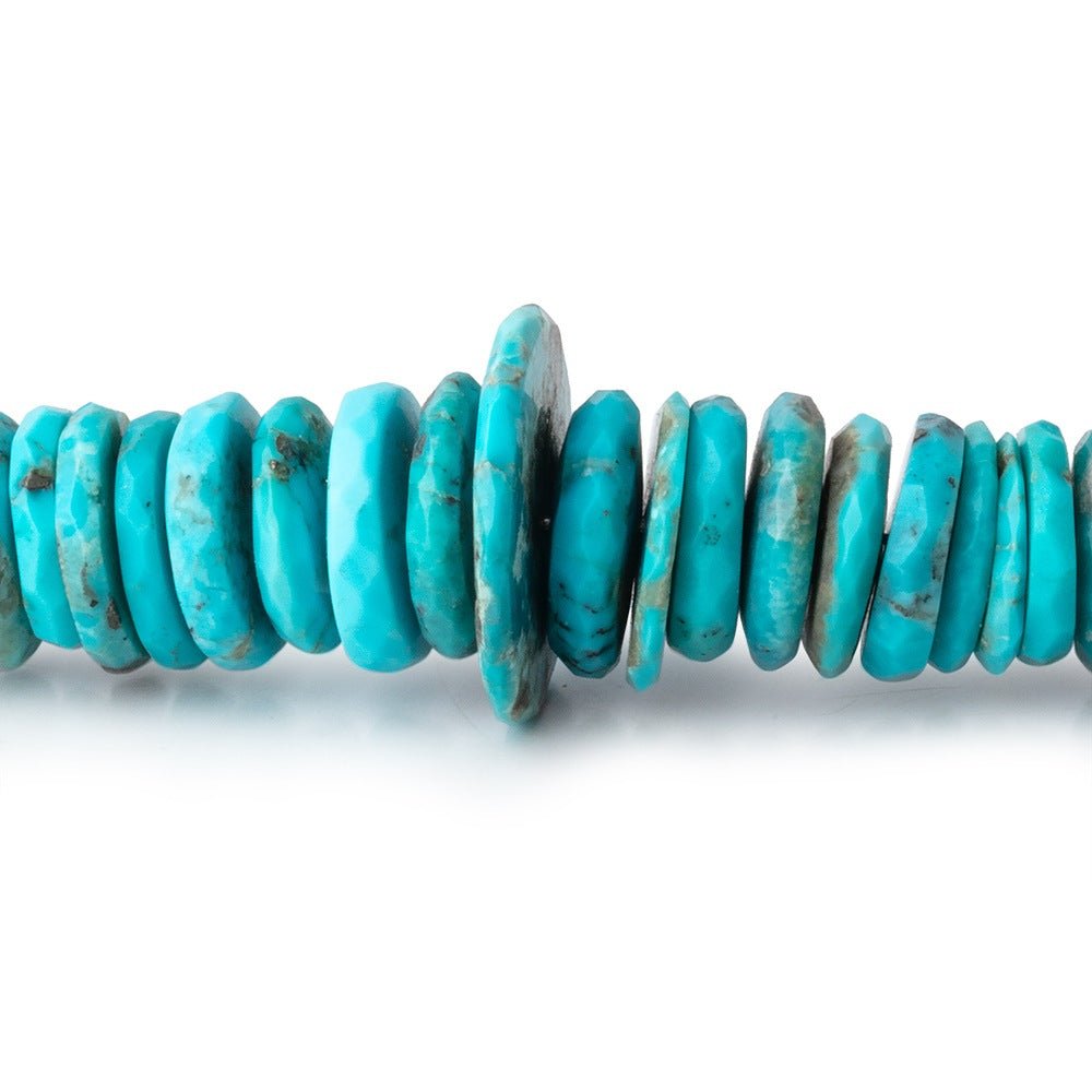 5-12mm Sleeping Beauty Turquoise Faceted Heishi Beads 16 inch 184 pieces AA