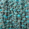 5-5.5mm Mongolian Turquoise Plain Rondelle Beads on .925 Silver Chain
