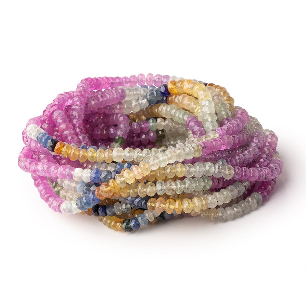 5-5.5mm Multi Color Madagascar Sapphire Faceted Rondelle 18 inch 130 Beads AA
