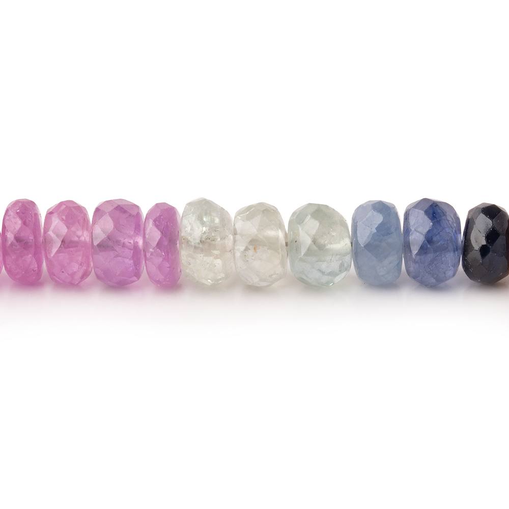 5-5.5mm Multi Color Madagascar Sapphire Faceted Rondelle 18 inch 130 Beads AA