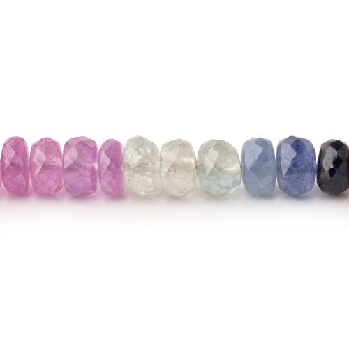 5-5.5mm Multi Color Madagascar Sapphire Faceted Rondelle 18 inch 130 Beads AA