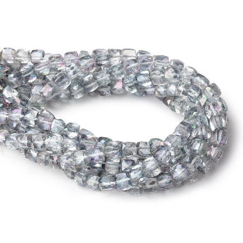 5-5.5mm Mystic White Topaz Faceted Cube Beads 8 inch 37 pieces